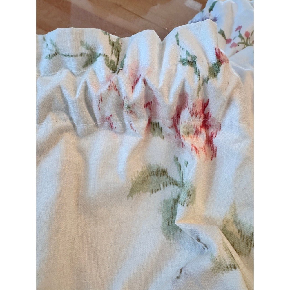 Shabby Chic Floral Kitchen Valance Set Two Rod Pocket Pink Trim Curtain 12' LONG - Picture 6 of 7